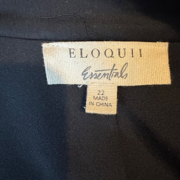 Eloquii Ruched 3/4 Sleeve Blazer Womens Black Open Front Shawl Collar Size 22 - Picture 5 of 15